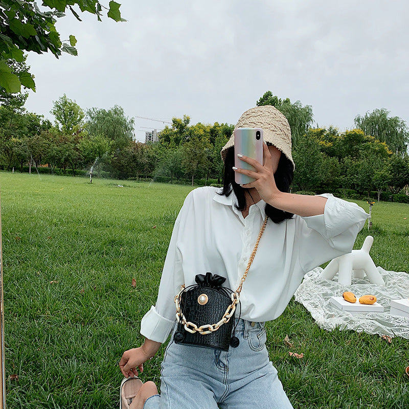 Pearl Chain Portable Bucket Bag