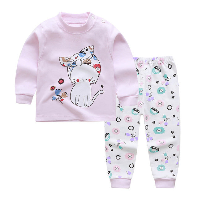 Autumn and Winter Baby Pajamas – Long Sleeve Tops and Trousers Girls’ Home Clothes