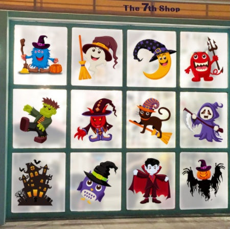 Halloween Color Static Stickers – Removable Window Clings for Party and Home Decorations