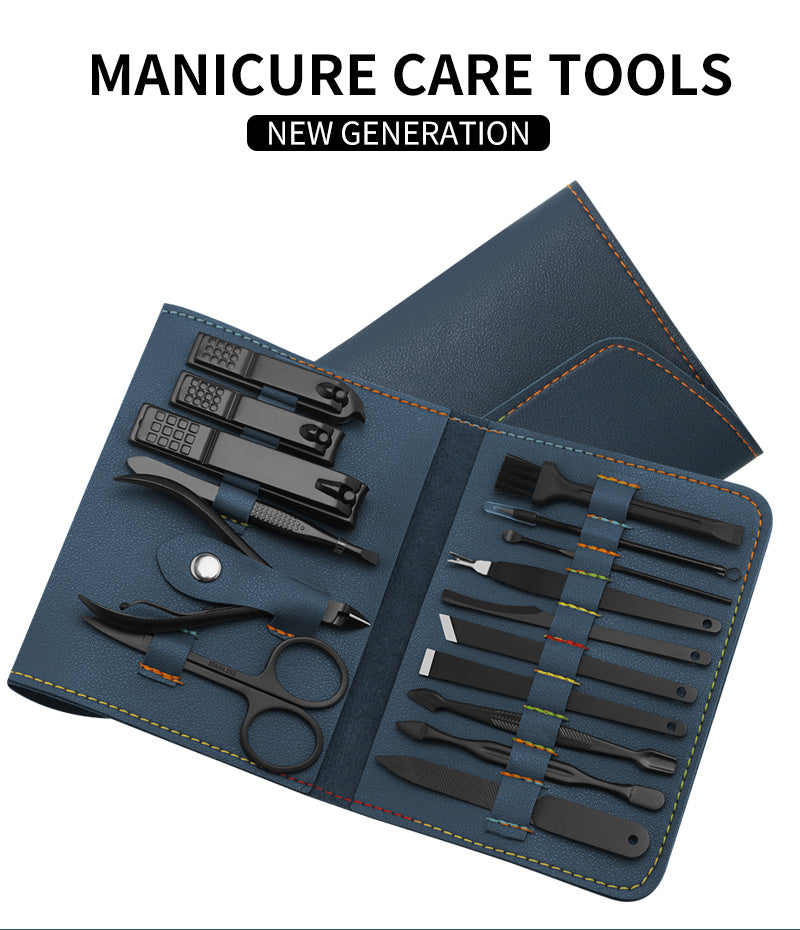 16-Piece Nail Clipper & Grooming Kit – Manicure Pedicure Tools with Bag
