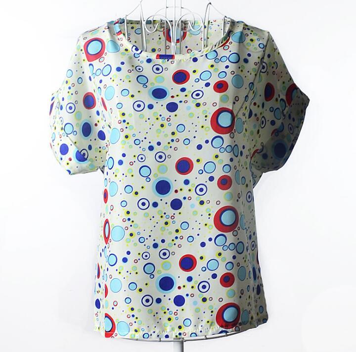 USA Size Loose Fit Chiffon Shirt – Short Sleeve Printed Blouse for Women (Plus Size)