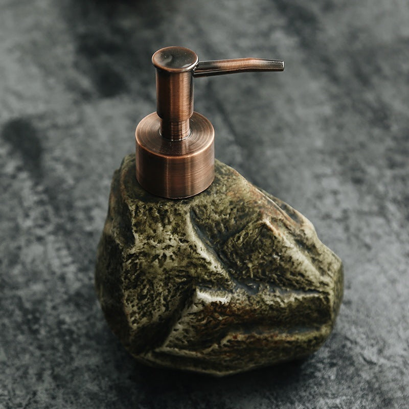 Ceramic Retro Stone Soap Dispenser – Vintage Bathroom Accessory