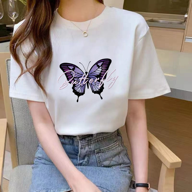 Summer Slim Fit Loose White T-Shirt – Short Sleeve Student Style Casual Top for Women