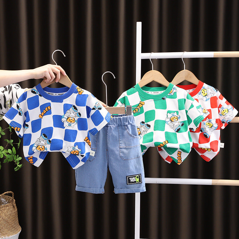 Fashion Personality Short Sleeve Boys Summer Suit