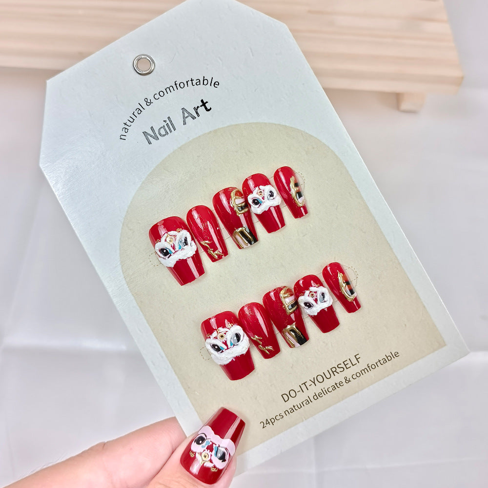 Hand Worn Nail Piece In China-Chic Red In The Year Of The Snake