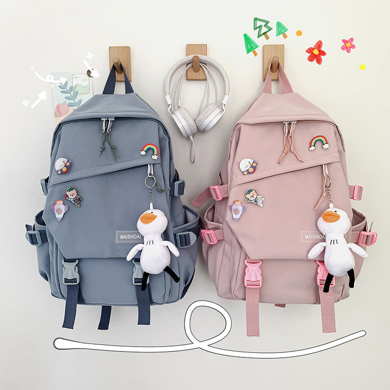 Women's Nylon Casual Campus Backpack Plain Shoulder Bag