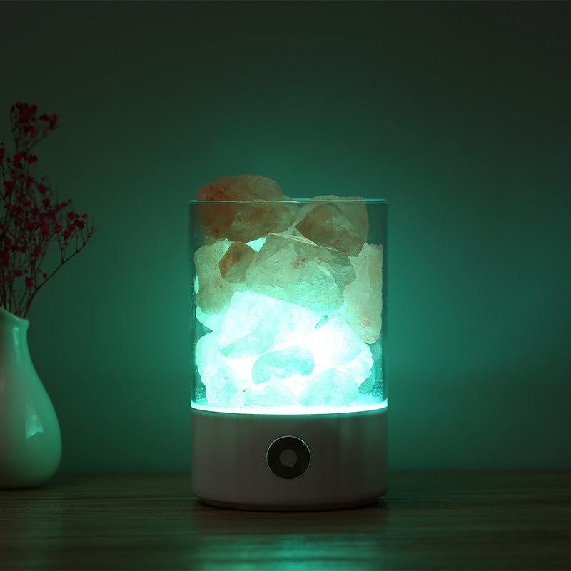 USB Crystal Himalayan Salt LED Lamp – Air Purifying Negative Ion Night Light with Color Changing
