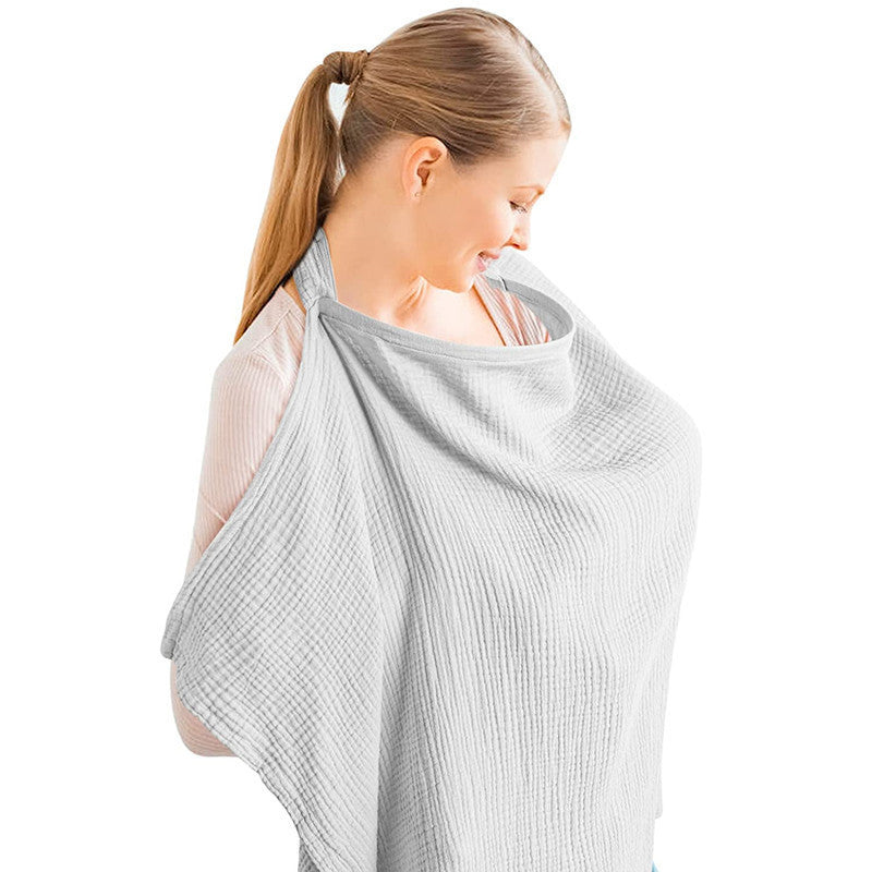 Muslin Nursing Cover – Breathable Cotton Breastfeeding Apron with Rigid Hoop & Multi-Use Canopy