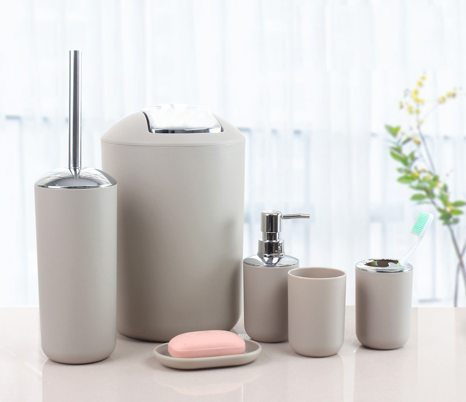 6-Piece Bathroom Accessory Set – Complete Bath Essentials Kit