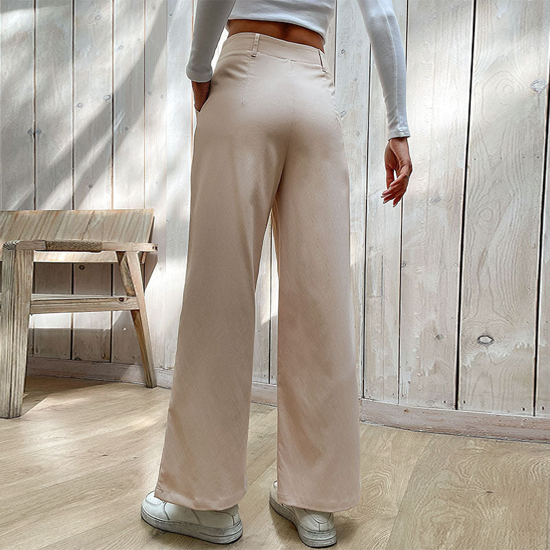 Women's Casual Slacks – Spliced Straight-Leg Pants