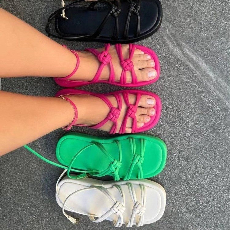 Plus Size Outer Wear Woven Beach Sandals