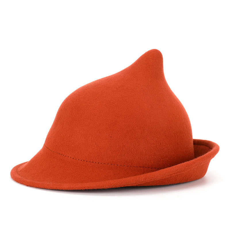 Fashion Personality Curling Wool Witch Hat – Trendy Winter Statement Headwear
