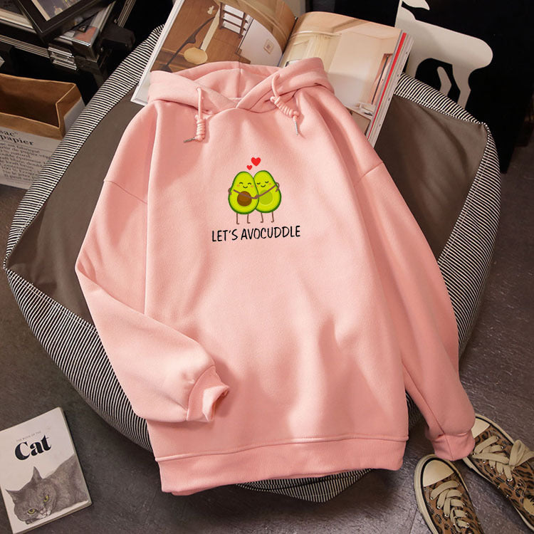 Unisex Velvet Hoodie Sweatshirt Relaxed Avocado Print