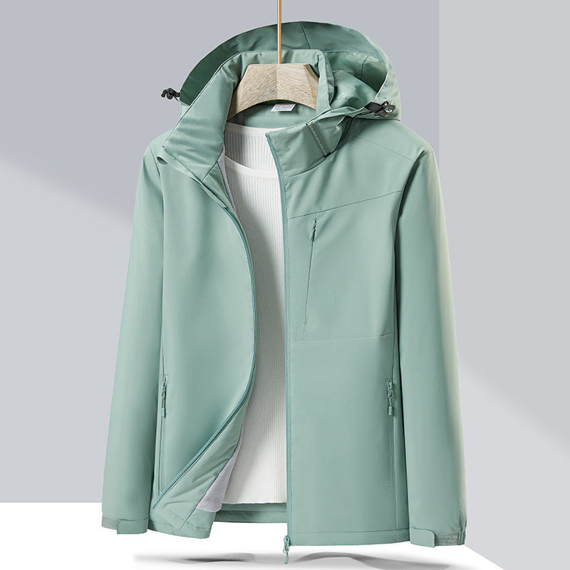 Couple Windproof Single-Layer Jacket & Fleece-Lined Padded Overalls Set
