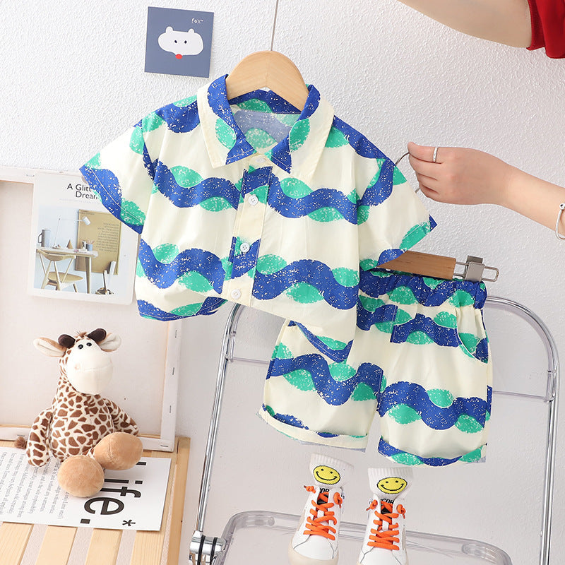 Beach Style Shirt Thin Holiday Shirt Casual Two-piece Suit