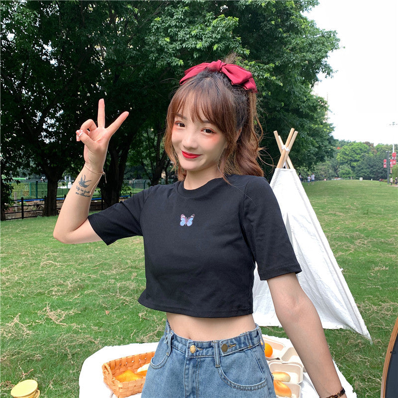 Trendy Short High-waist Slim-fit Crop Top
