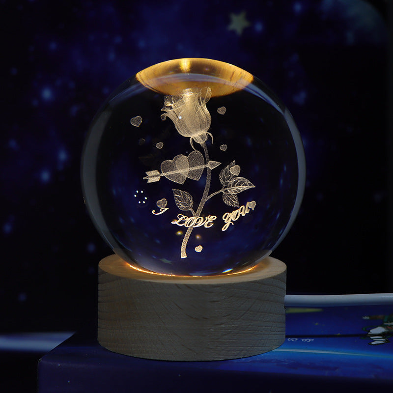 Luminous Starry Sky Moon and Planets Crystal Ball Night Lamp Projection Light