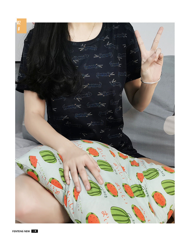 Women's Two-Piece Pajama Set – Short Sleeve Top and Shorts Homewear