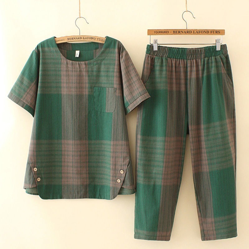 Plaid Two-Piece Set – Versatile Top and All-Match Slacks for Effortless Style
