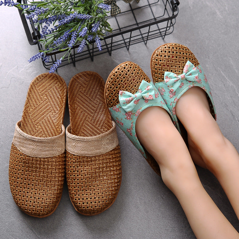 Indoor Non-slip Thick-soled Floor Linen Slippers