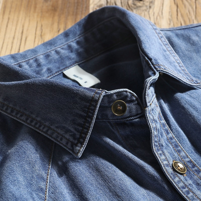 Loose Fashion Brand Long Sleeve Denim Shirt Couple Thin Top