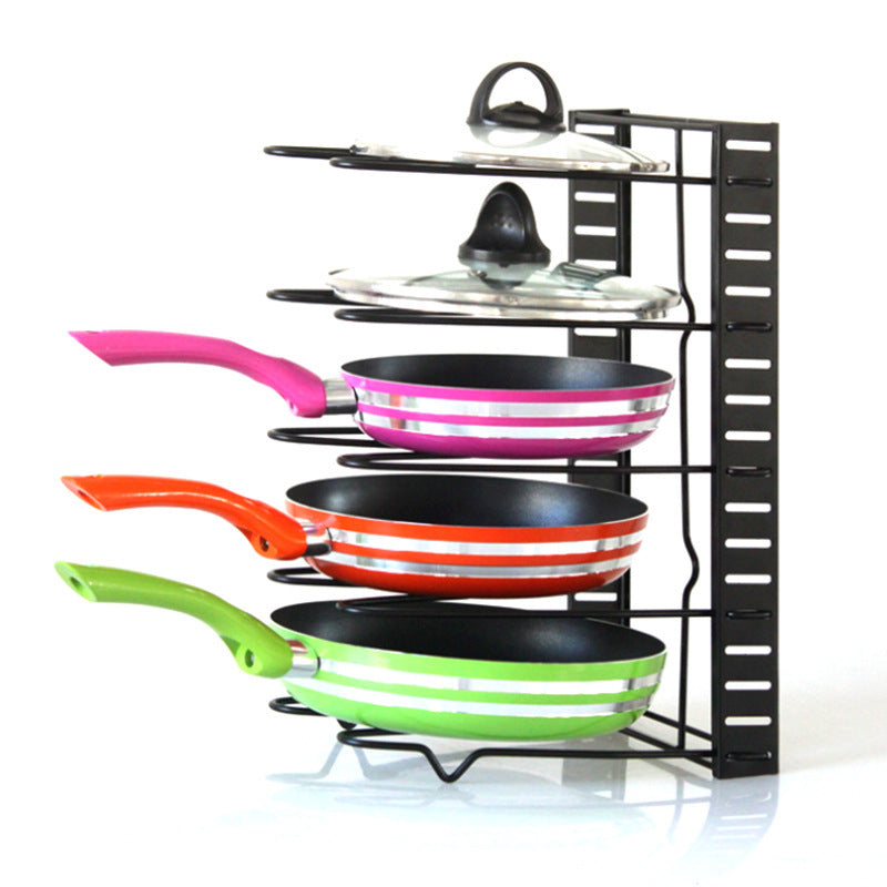 Adjustable Multi-Layer Metal Pot Rack – Space-Saving Pan Organizer for Kitchen Storage