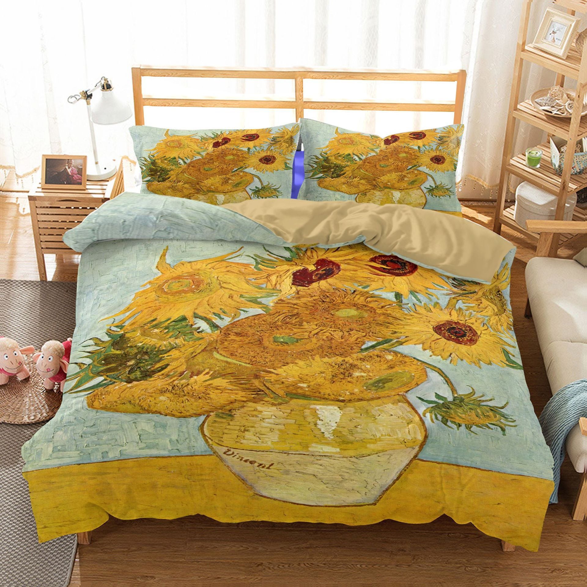 Three-Piece Sunflower Quilt Cover Bedding Set