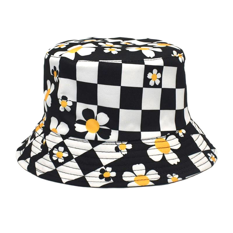 Korean Style Chessboard Plaid Bucket Hat
