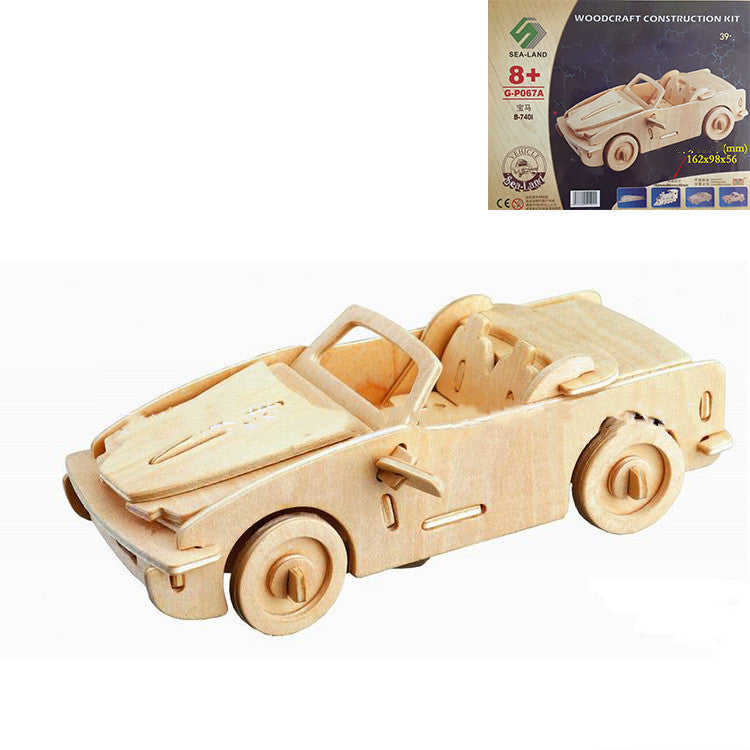 3D wooden three-dimensional puzzle car
