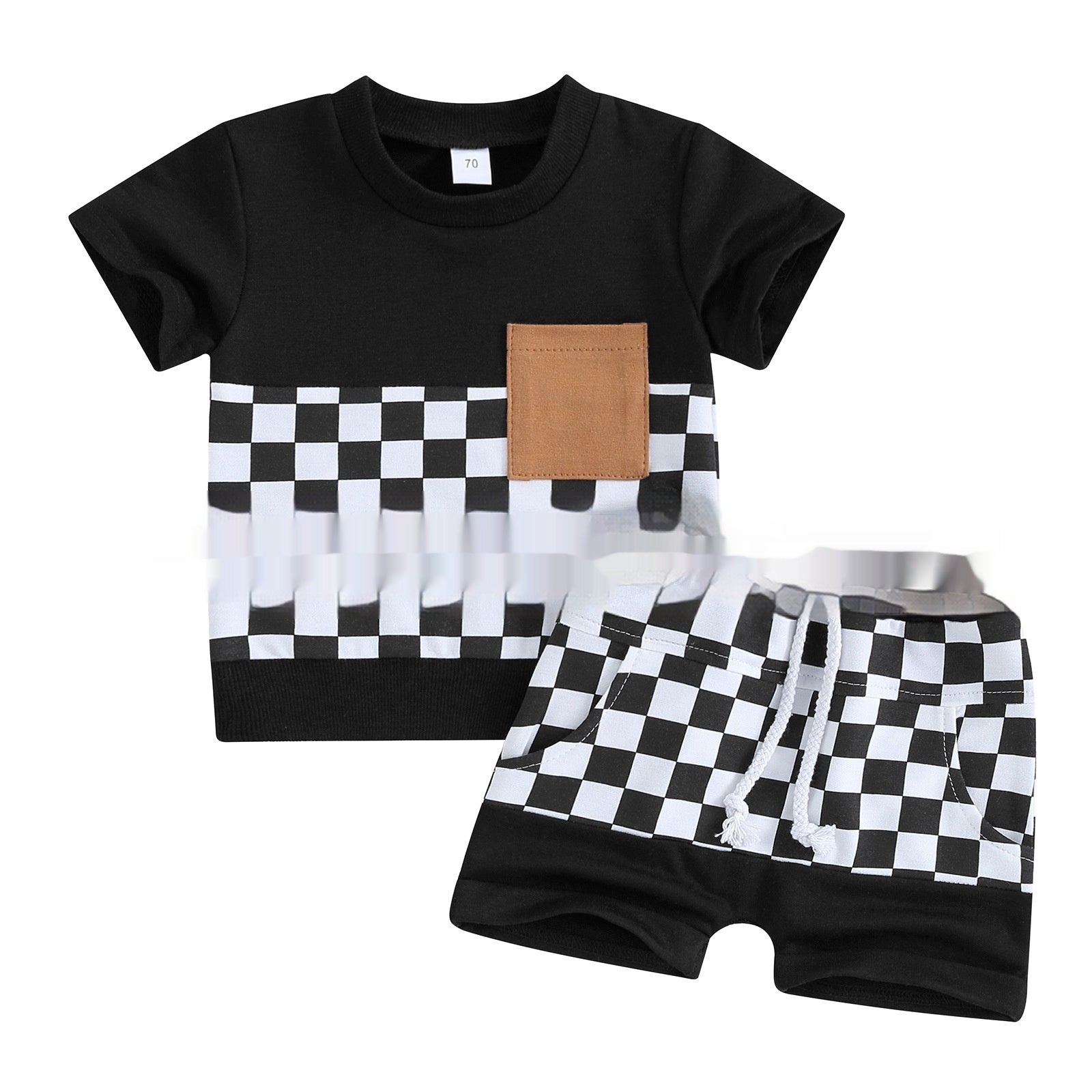 Fashion Personality Children's Shirt Plaid Shorts Suit