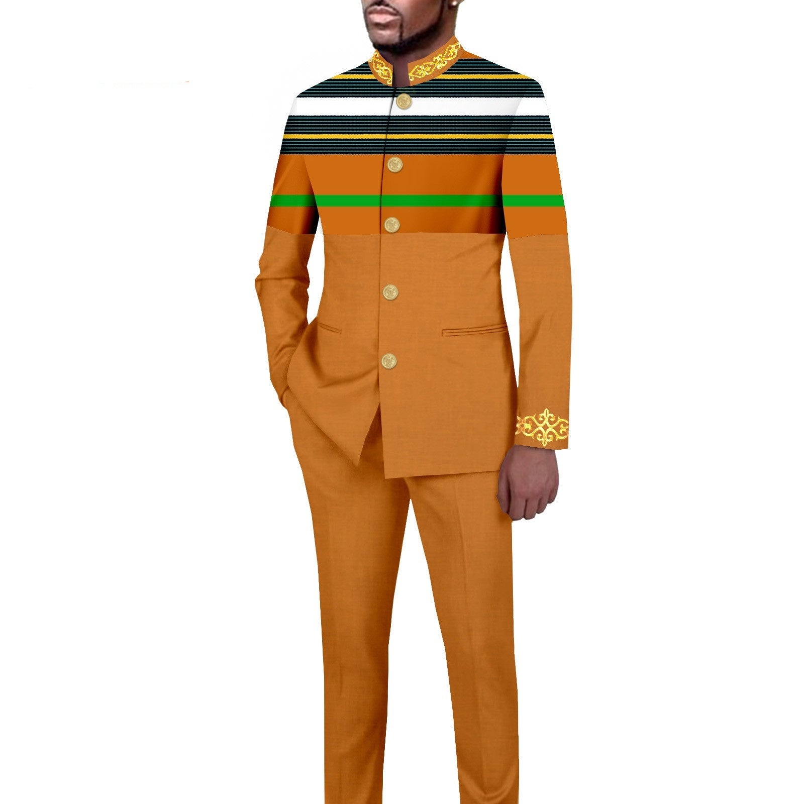 Men's Simplicity Printed Slim Fit Blazer Trousers Suit