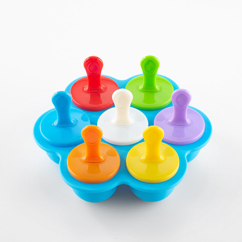 7-Hole Silicone Popsicle Mold – Homemade Ice Cream Tray for Summer Fun