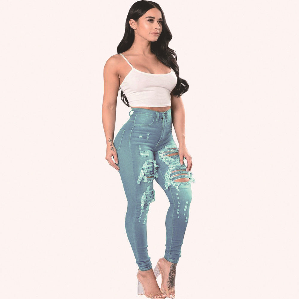 Women's Ripped Skinny Jeans – Slim Fit Distressed Denim Pants