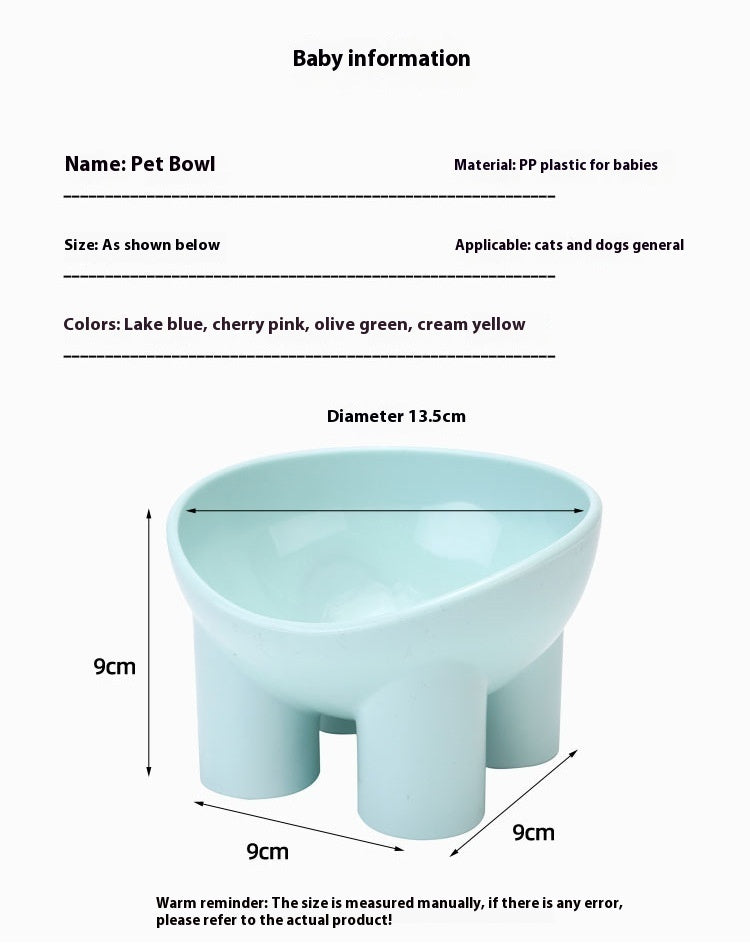 Pet Bowl Cute Cat Basin Double Bowl Neck Protection High Leg Anti-tumble