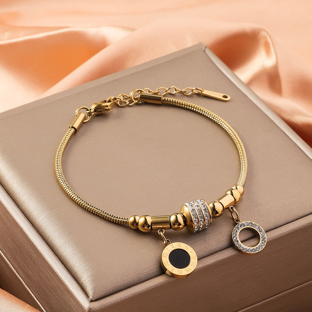 Titanium Steel Inlaid Shell Non-fading Advanced Design Bracelet