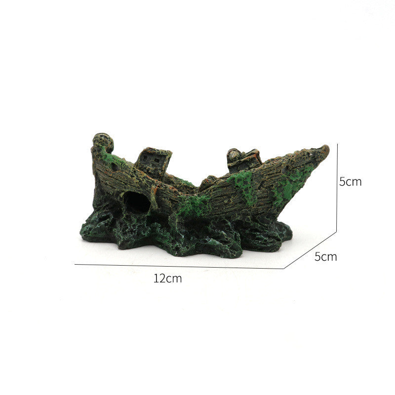 Fish Tank Landscaping Resin Boat Aquarium Decoration