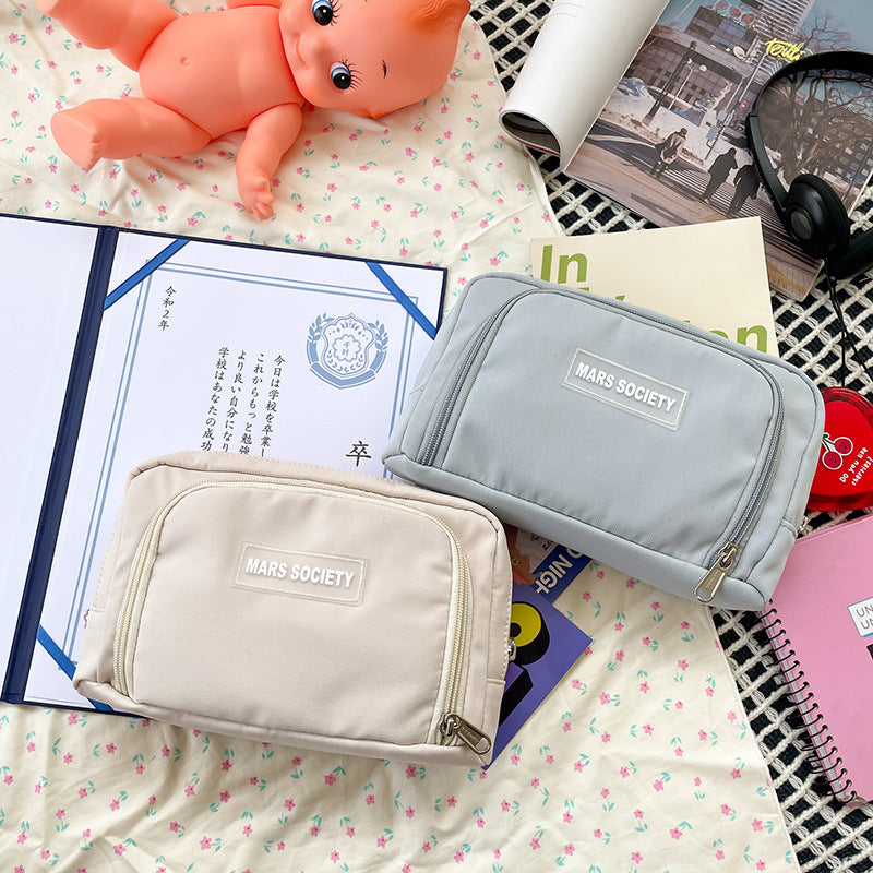 Simple Large Capacity Pencil Case – Girl Student School Supplies Organizer