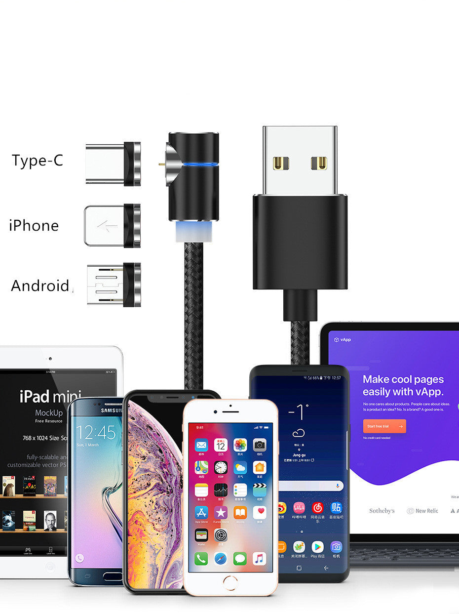 Magnetic LED Charging Cable – USB & USB-C Fast Charger