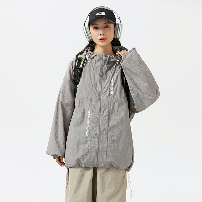 Printed Thin And All-matching UPF50 Sun-protective Clothing Hooded Couple