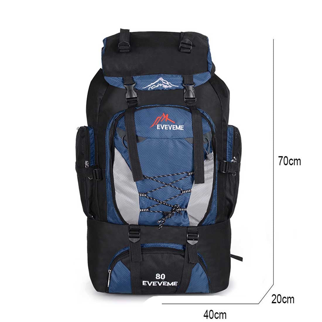Unisex Hiking Backpack Waterproof 80L Extra Large Blue