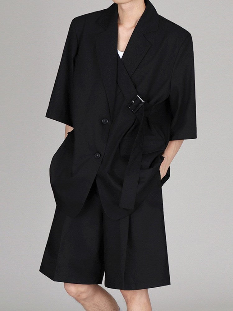 Men's Fashion Casual Short Sleeve Suit Coat Set