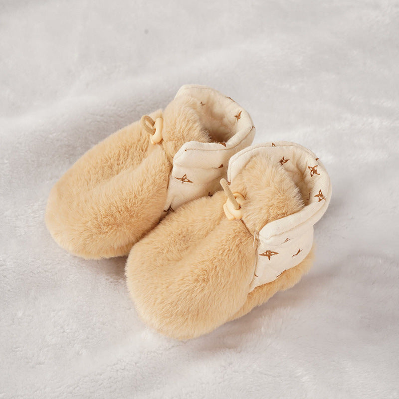 Baby Furry Children's Soft Sole Adjustable Floor Shoes