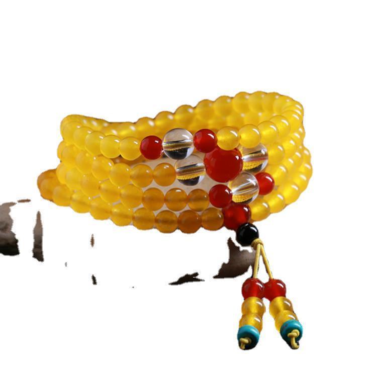 108 Beads Agate Jewelry Gift Necklace Crystal Canary Stone Bracelet