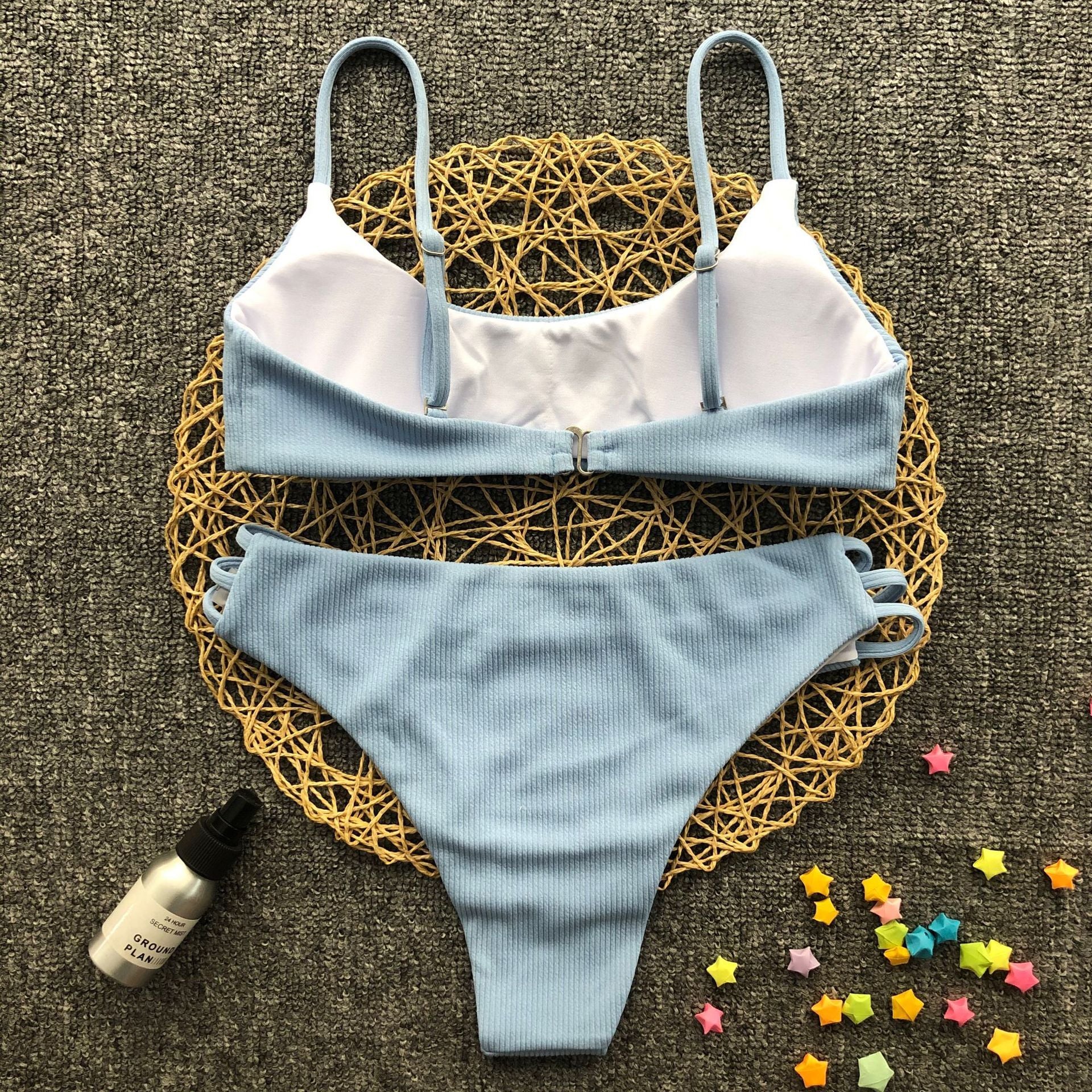 Women’s Polyester Nylon Bikini Set – Wire-Free Bra with Spandex Lining