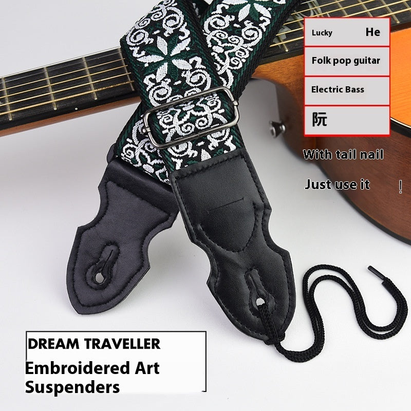 Guitar Strap Folk Guitar Leather Electric Guitar Personality Wooden Guitar Shoulder Strap Crossbody
