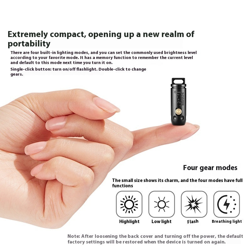 Super Bright Strong Light LED Stainless Steel Key Ring Portable Miniature Waterproof Pocket Flashlight