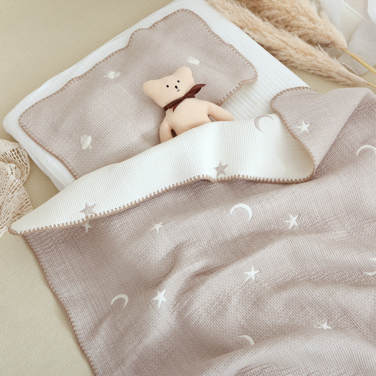 Multifunctional 100% Cotton Baby Bed Sheet and Blanket