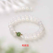 Natural White Agate Hetian Jade Bracelet For Women