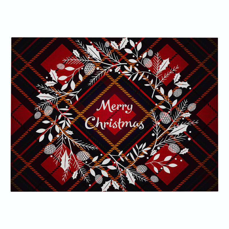 Christmas Series Cotton And Linen Placemat Dining Table Cushion Heat Proof Mat Anti-scald