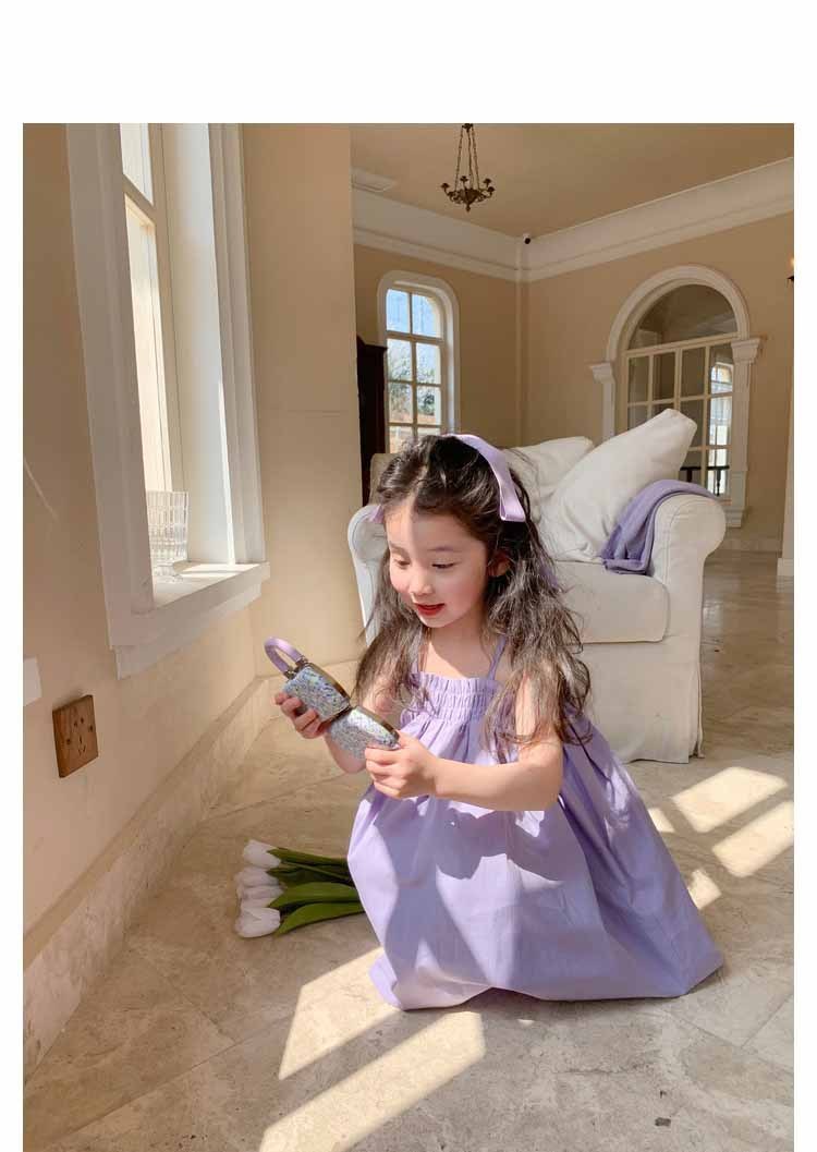 Girls Cotton Sling Tube Top Dress Lavender Regular Fit